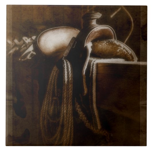 Western Riding Saddle Cowboy Country Fliese (Vorderseite)