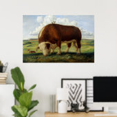 Western Rinder Vintag Landschaftsmalerei Poster (Heimbüro)