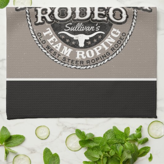 Western Rodeo ADD NAME Old West Steer Roping Roper Geschirrtuch (Gefaltet)