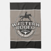 Western Rodeo ADD NAME Old West Steer Roping Roper Geschirrtuch (Vertikal)