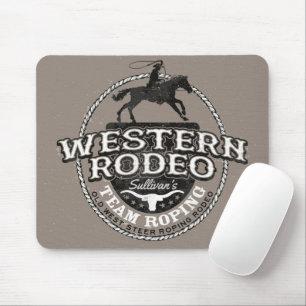 Western Rodeo ADD NAME Old West Steer Roping Roper Mousepad