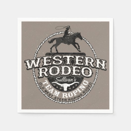 Western Rodeo ADD NAME Old West Steer Roping Roper Serviette (Vorderseite)