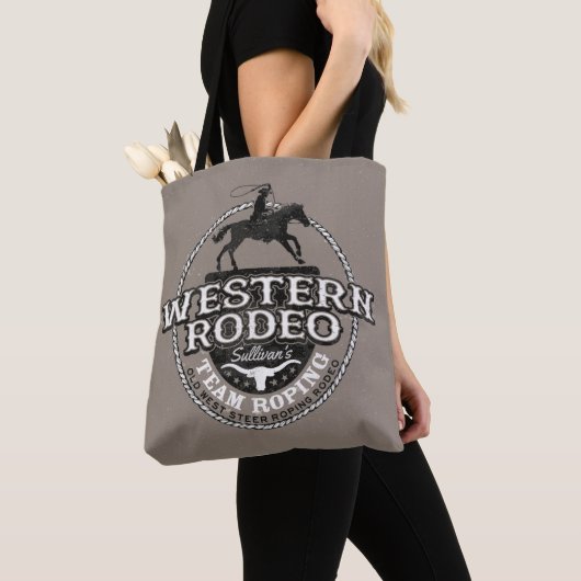Western Rodeo ADD NAME Old West Steer Roping Roper Tasche (Von Nahem)