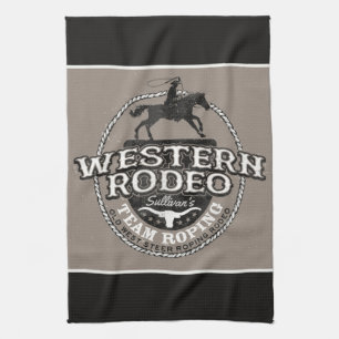 Western Rodeo ADD NAME Old West Stier Seil Roper Geschirrtuch