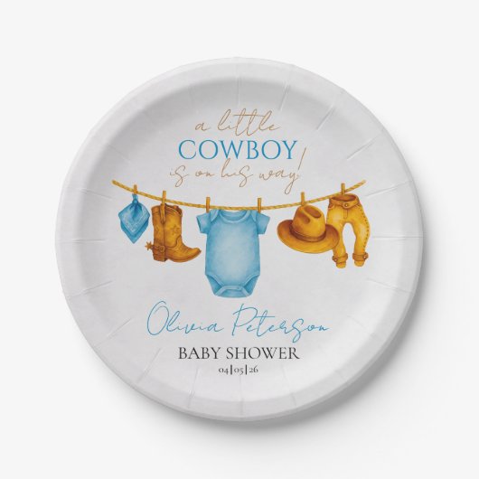 Western Rodeo Baby Shower Plates for Boys Pappteller (Vorderseite)