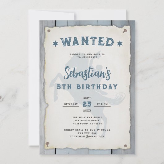 Western Rodeo Birthday Einladung (Vorderseite)