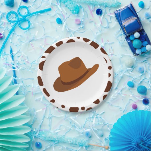 Western Rodeo Brown Cowboy Birthday Pappteller (Party)