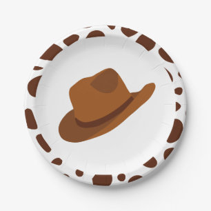 Western Rodeo Brown Cowboy Birthday Pappteller