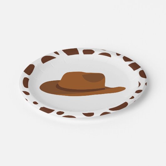 Western Rodeo Brown Cowboy Birthday Pappteller (Schrägansicht)