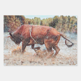Western Rodeo Bull Country Cowboy Vintag rustikal Geschenkpapier Set