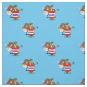 Western-Rodeo-Clown im Fass und in Stier-Cartoon Stoff (Muster)