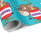 Western-Rodeo-Clown im Fass und Stier Geschenkpapier (Rolleneckpunkt)