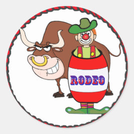 Western Rodeo Clown und Bull Runder Aufkleber