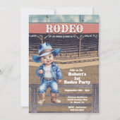 Western Rodeo Cowboy 1. Geburtstag Einladung (Vorderseite)