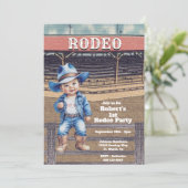 Western Rodeo Cowboy 1. Geburtstag Einladung (Stehend Vorderseite)