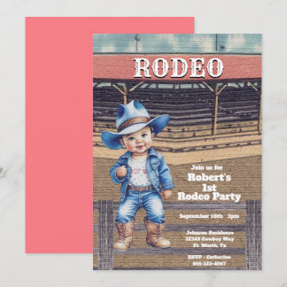 Western Rodeo Cowboy 1. Geburtstag Einladung