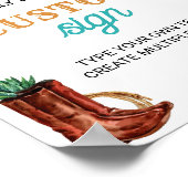 Western Rodeo Cowboy 1. Geburtstag Party Tafelzeic Poster (Ecke)