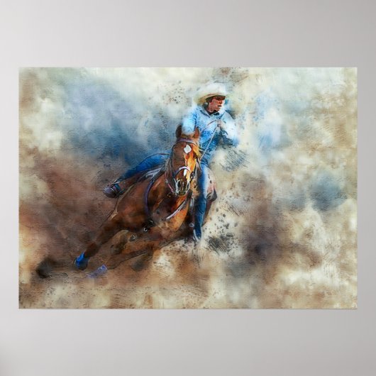 Western Rodeo Cowboy Art Poster (Vorne)