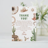 Western Rodeo Cowboy Birthday Dankeskarte (Stehend Vorderseite)