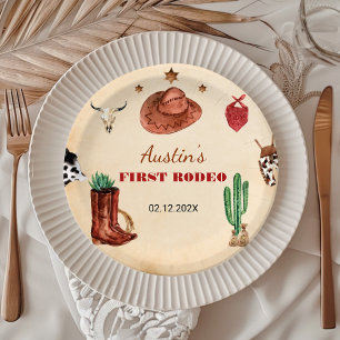 Western Rodeo Cowboy Birthday Pappteller