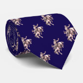 Western Rodeo Cowboy Bronc Rider Bronze in Blau Krawatte (Gerollt)