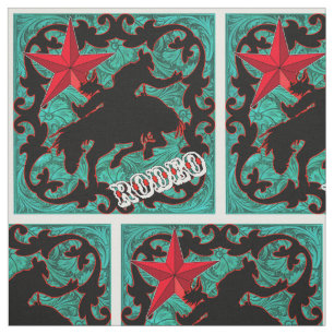 Western Rodeo Cowboy Bronc Riding Imitats Leather Stoff