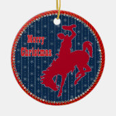 Western Rodeo Cowboy Bronc Riding Weihnachten Keramik Ornament (Vorne)