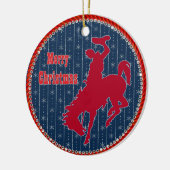 Western Rodeo Cowboy Bronc Riding Weihnachten Keramik Ornament (Links)