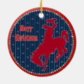 Western Rodeo Cowboy Bronc Riding Weihnachten Keramik Ornament (Hinten)