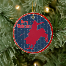 Western Rodeo Cowboy Bull Reiten Weihnachten Keramik Ornament