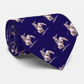 Western Rodeo Cowboy Bull Reitstall Bronze auf bla Krawatte (Gerollt)