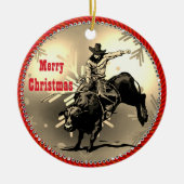 Western Rodeo Cowboy Bull Rider Keramik Ornament (Vorne)