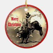 Western Rodeo Cowboy Bull Rider Keramik Ornament (Hinten)