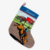 Western Rodeo Cowboy Bull Riding Großer Weihnachtsstrumpf (Vorderansicht (hängend))