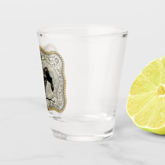 Western Rodeo Cowboy Bull Riding Gürtel Schnalle Schnapsglas (Rechts)