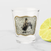 Western Rodeo Cowboy Bull Riding Gürtel Schnalle Schnapsglas (Vorderseite)