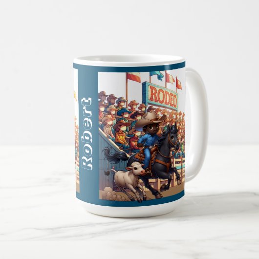 Western Rodeo Cowboy Calf Roping Custom Kaffeetasse (VorderseiteRechts)