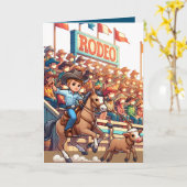 Western Rodeo Cowboy Calf Roping Custom Karte (Gelbe Blume)