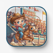 Western Rodeo Cowboy Calf Roping Pappteller (Vorderseite)