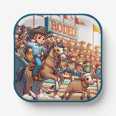 Western Rodeo Cowboy Calf Roping Pappteller (Vorderseite)