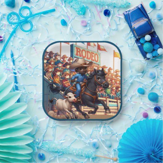 Western Rodeo Cowboy Calf Roping Pappteller (Party)