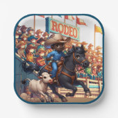 Western Rodeo Cowboy Calf Roping Pappteller (Vorderseite)