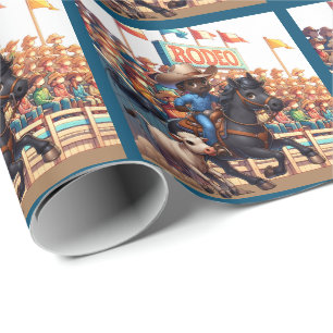 Western Rodeo Cowboy Calf Roping Wrapping Paper Geschenkpapier