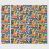 Western-Rodeo-Cowboy-Collagen-Druck Geschenkpapier (Flach)