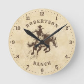 Western Rodeo Cowboy Country Personalisiert Runde Wanduhr (Vorderseite)