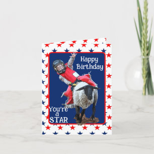 Western Rodeo Cowboy Cowgirl Mutton Busting Birthd Feiertagskarte