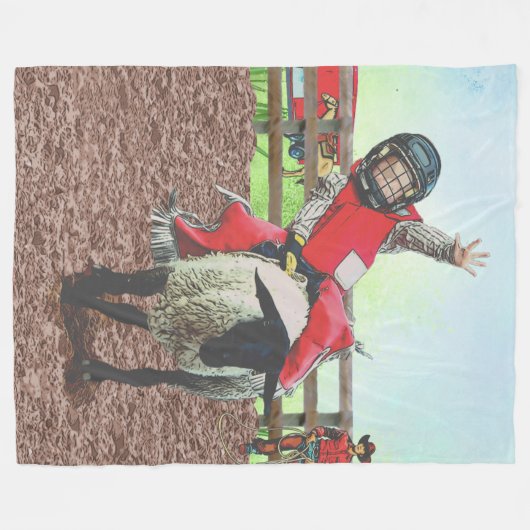 Western Rodeo Cowboy Cowgirl Mutton Busting Fleecedecke (Vorderseite (Horizontal))