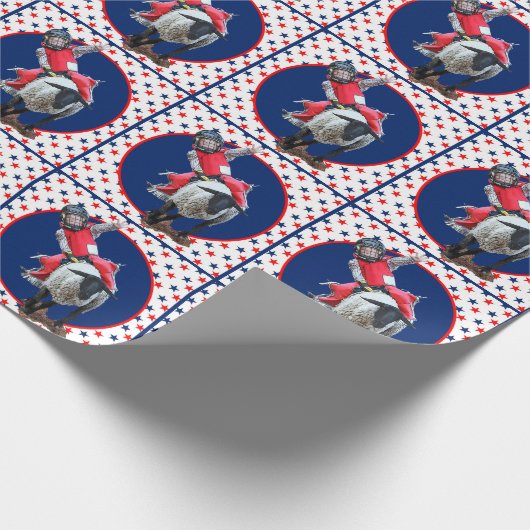 Western Rodeo Cowboy Cowgirl Mutton Busting Geschenkpapier (Ecke)