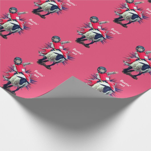 Western Rodeo Cowboy Cowgirl Mutton Busting Geschenkpapier (Ecke)