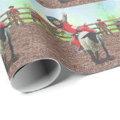 Western Rodeo Cowboy Cowgirl Mutton Busting Geschenkpapier (Rolleneckpunkt)